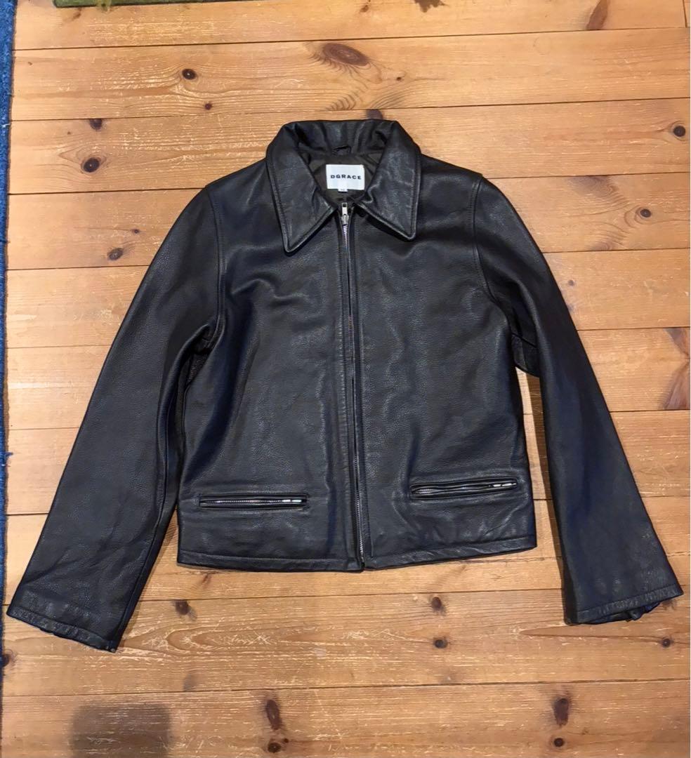 短丈 レザージャケット 本革 牛革 シングルライダース風 美品