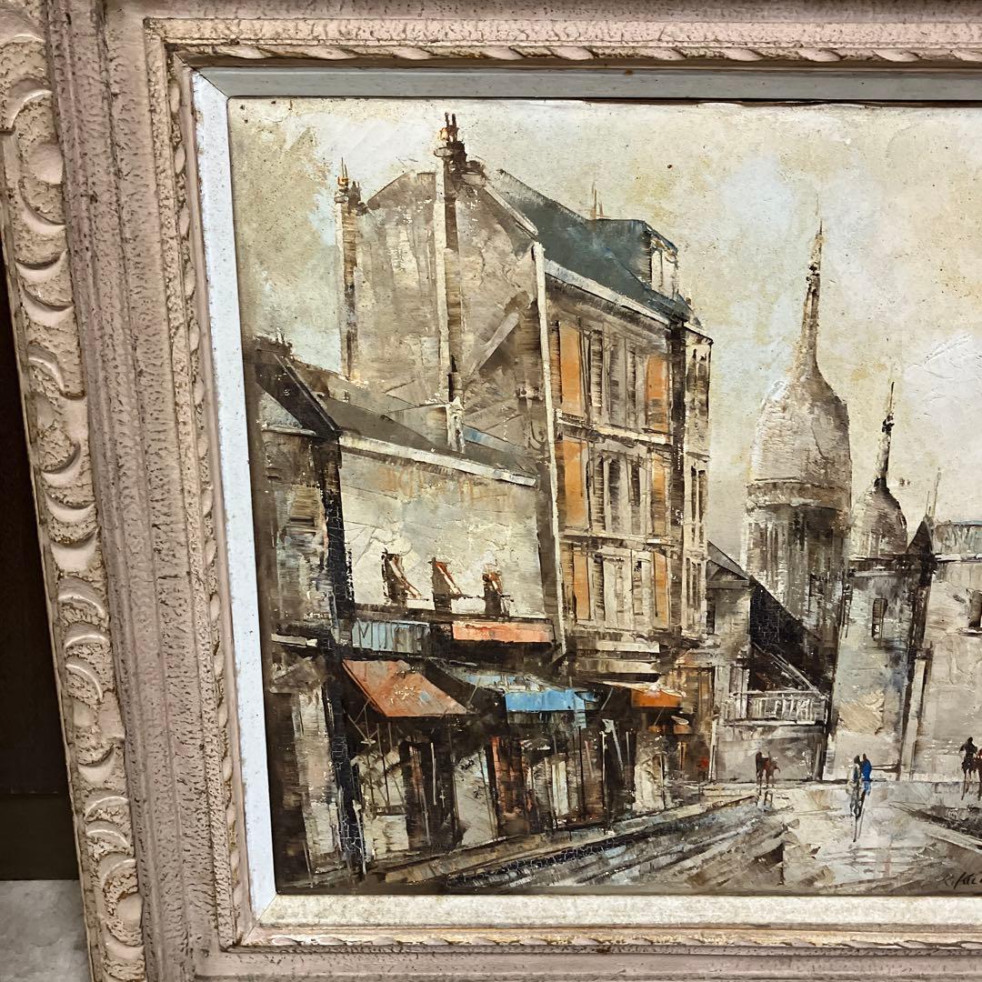 アンティーク 街並み 油彩画 油絵 風景画 絵画 額縁 アート 美術 芸術