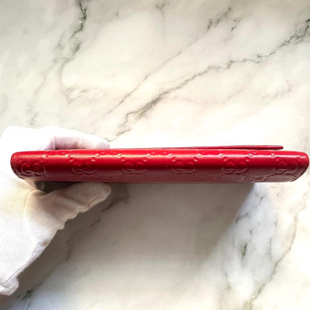 GUCCI グッチ フラップ 長財布　シマレザー　3つ折り財布　美品0114-⑤