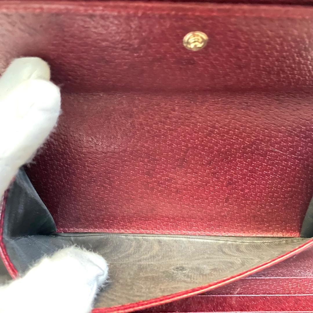 GUCCI グッチ フラップ 長財布　シマレザー　3つ折り財布　美品0114-⑤