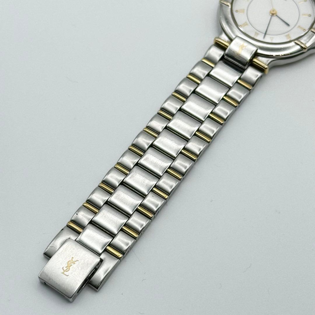 ✨新品電池・稼働✨サンローラン 腕時計 クォーツ ラウンド コンビ 3針時計