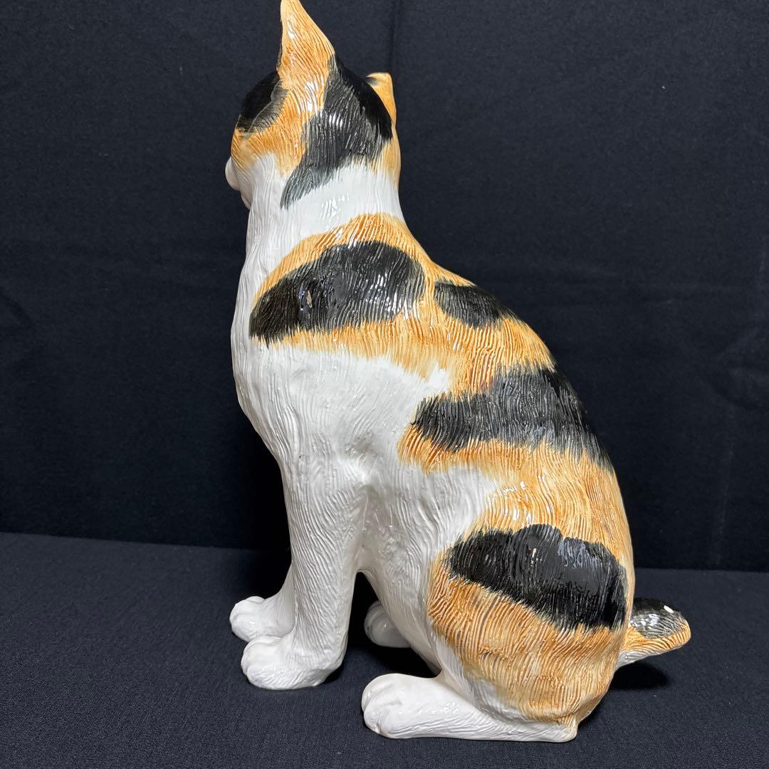 大きな三毛猫ちゃん陶器高さ39センチ