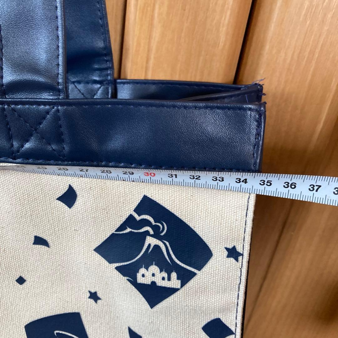 ディズニーリゾート　35周年　生成りキャンバス　紺合皮バッグ　UCC 懸賞品