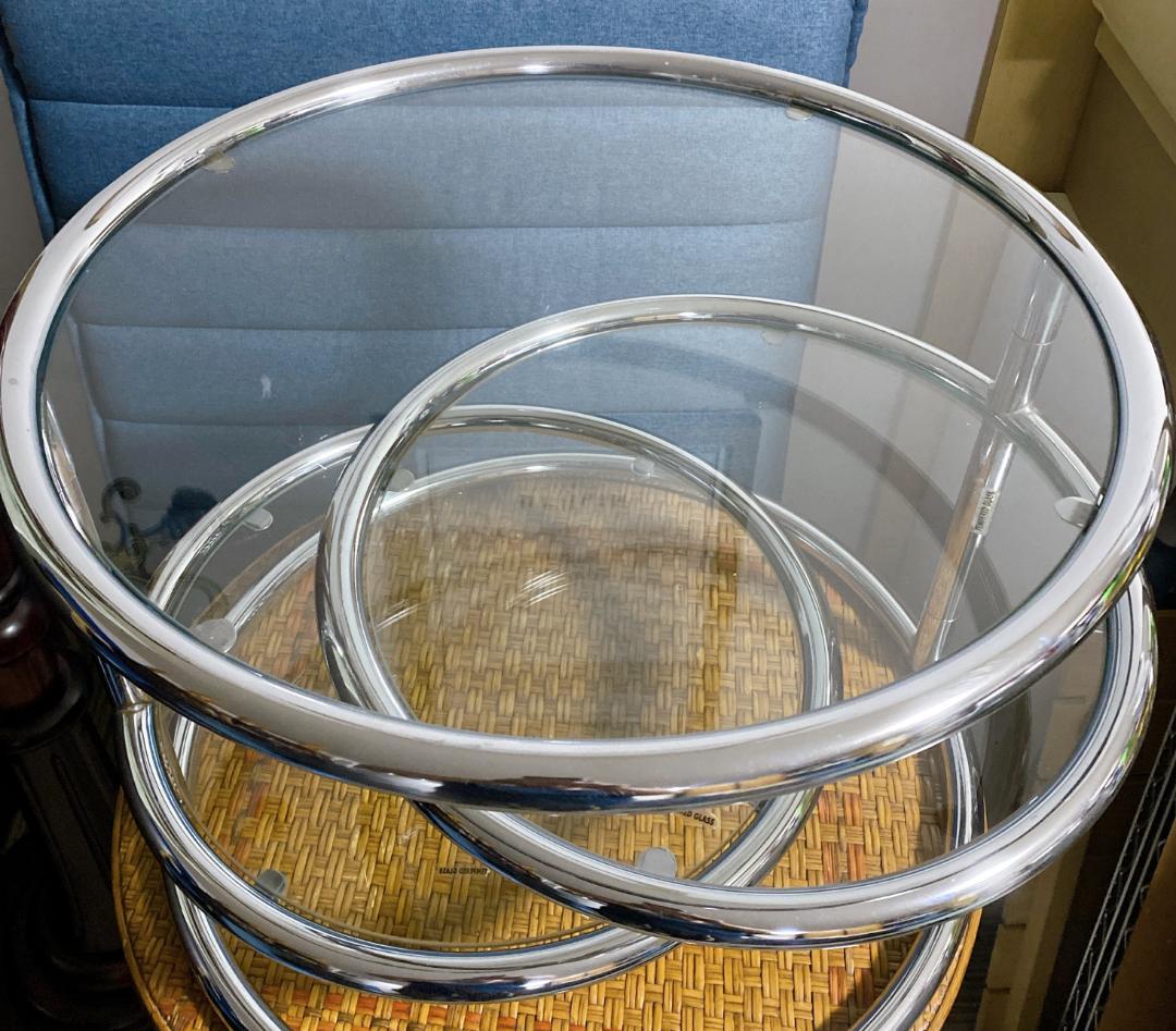 ガラステーブル 3段 丸テーブル サイドテーブル ラウンドガラステーブル