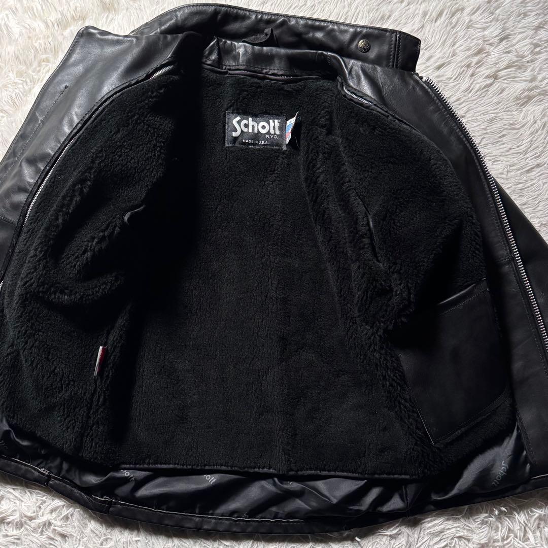 は*れ様 美品✨schott ライダースジャケット　シングル　641 黒　本革