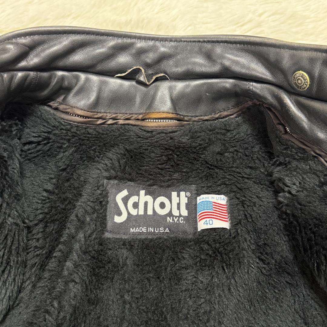 米国製40✨Schott ショット 641 シングルライダース レザー 黒