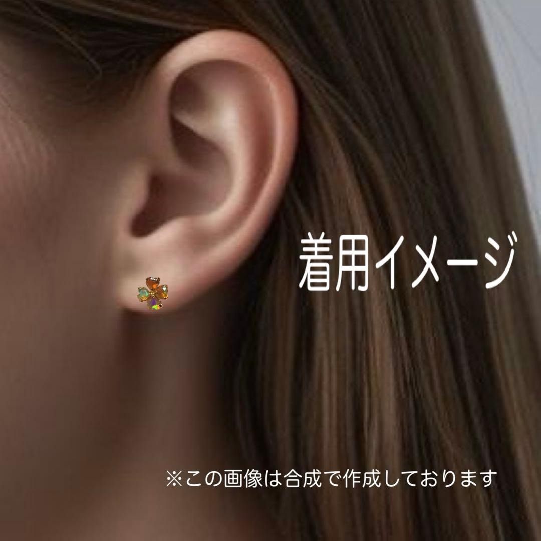 宝石質ハートシェイプカットブラウンプレシャスオパールK18スタッドピアス