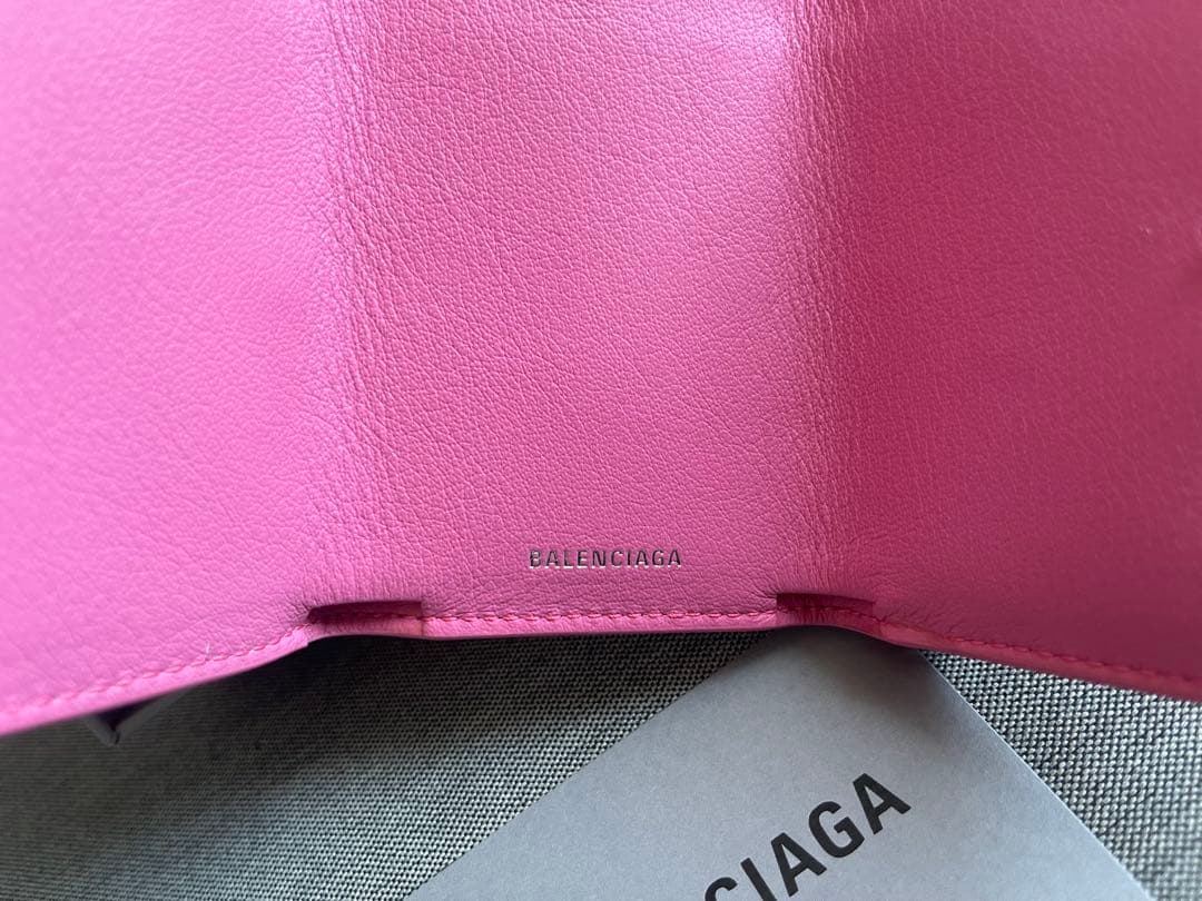 バレンシアガ⭐︎三つ折りウォレット⭐︎ピンク⭐︎ペーパーミニ⭐︎未使用新品/箱・化粧袋付