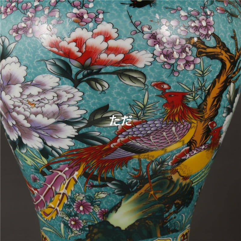 清雍正琺瑯彩祥鳳凰花鳥将軍缶 景徳鎮 陶磁器 装飾品 現代工芸品 美術品 置物