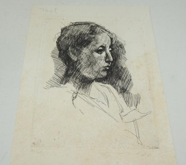 ◆ 小磯良平 ◆オリジナル銅版画シート ＜女性像＞ 21/100　test版