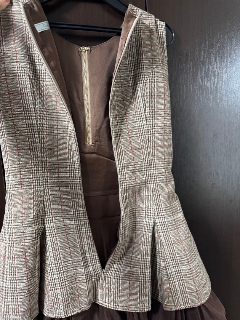 SUGAR ブラウンチェック フレアドレス XSサイズ