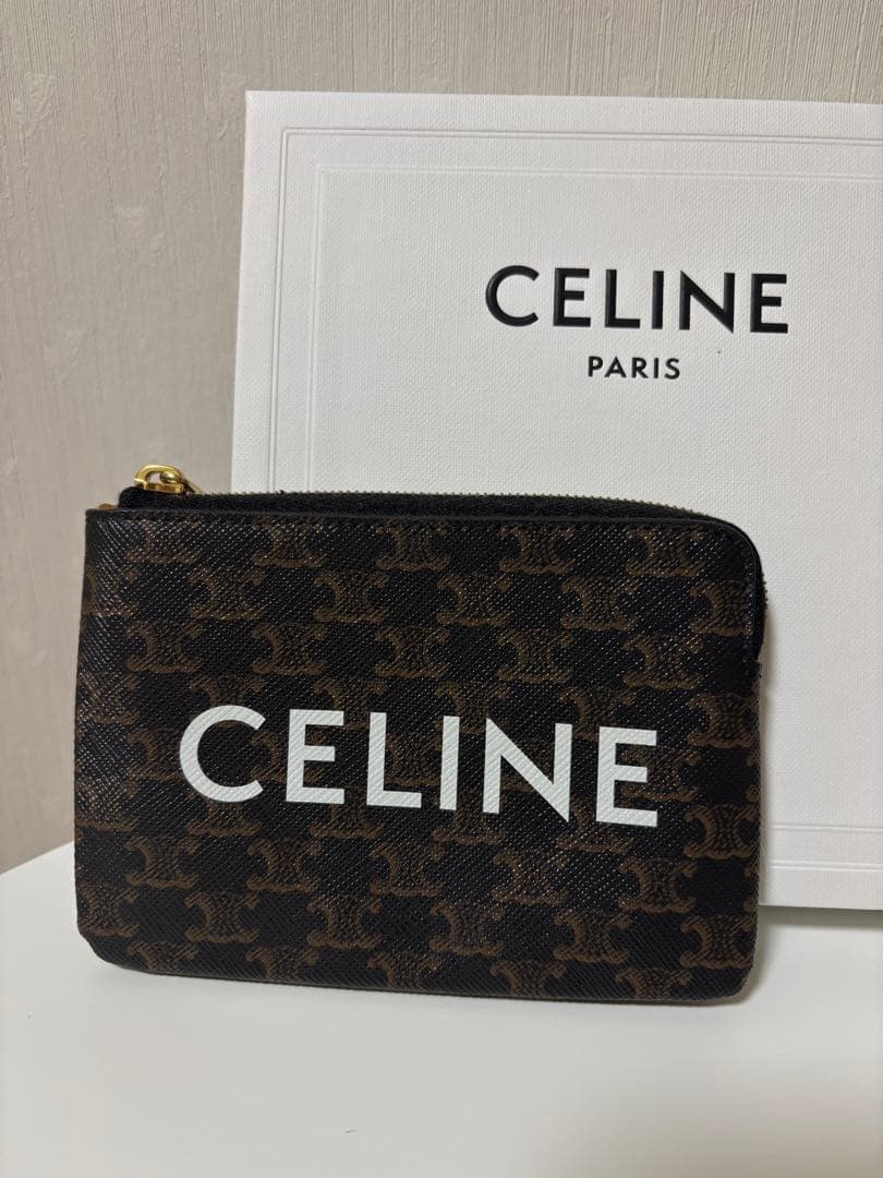 【美品】CELINEプリント入りトリンオフキャンバス パース