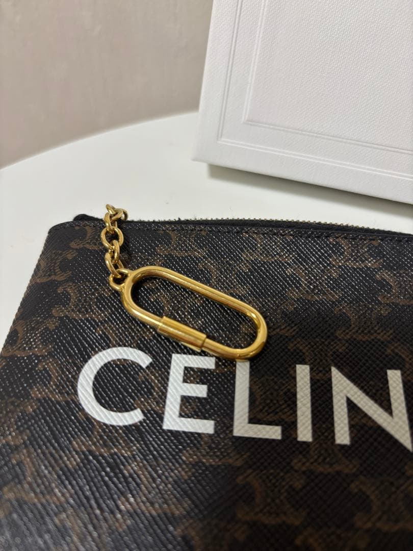 【美品】CELINEプリント入りトリンオフキャンバス パース