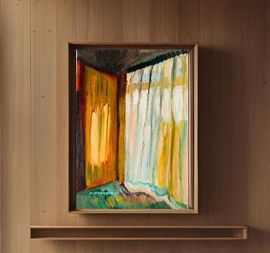 16×23㎝「部屋の中５」油彩・原画・サムホール