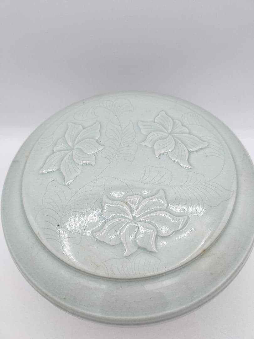 c526 喰篭 青白磁 韓国　廣州 趙小守 木箱 茶道具