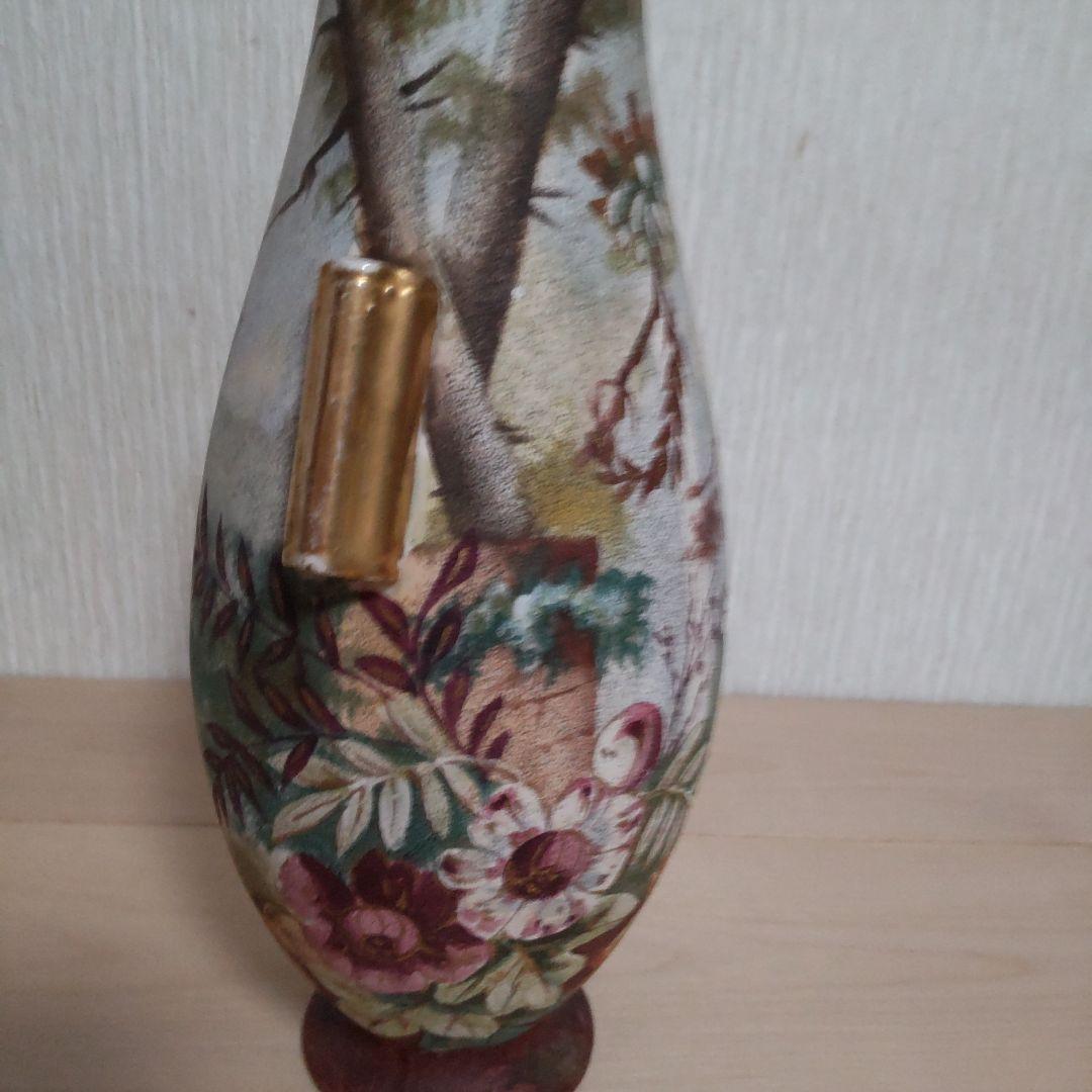 アンティーク　金彩　花紋　飾り花入れ