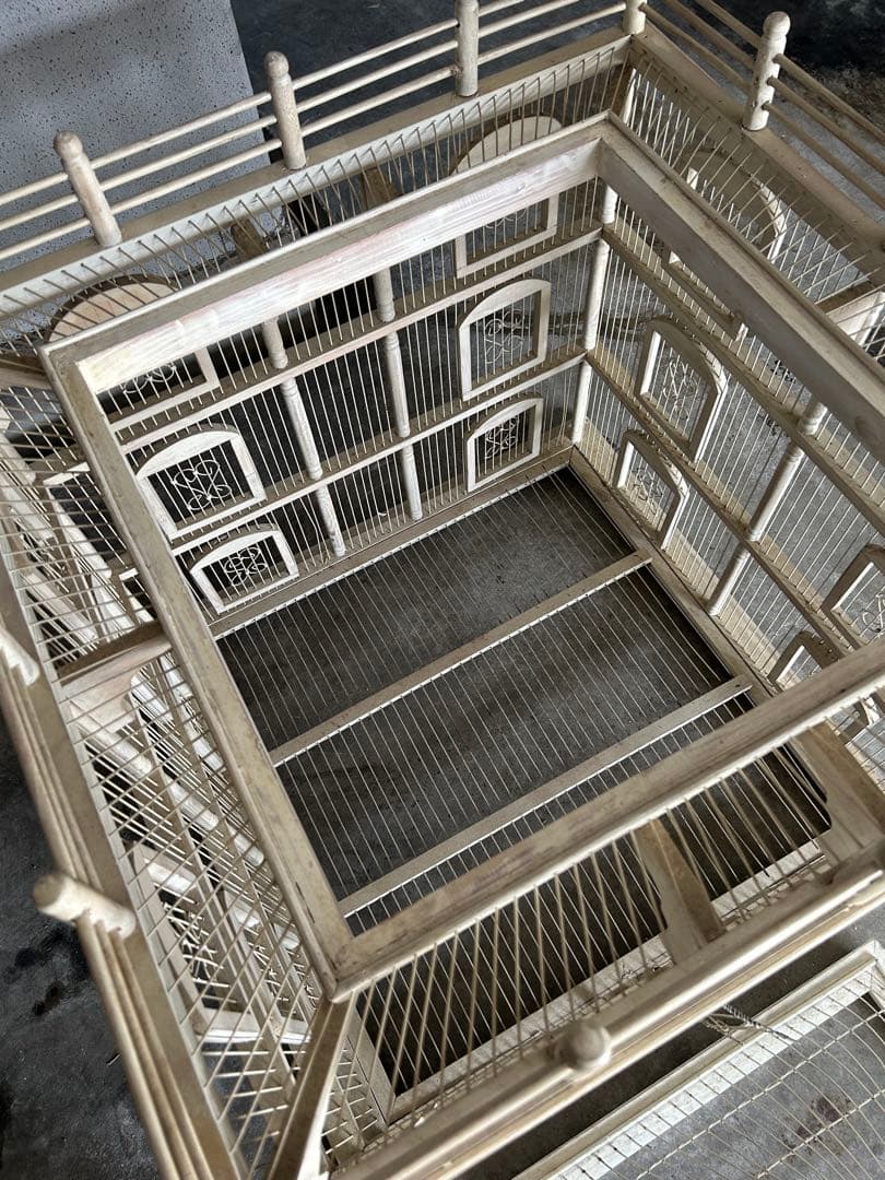 大型　多層木製鳥かご ドーム型屋根付き　アンティーク　ガーデニング