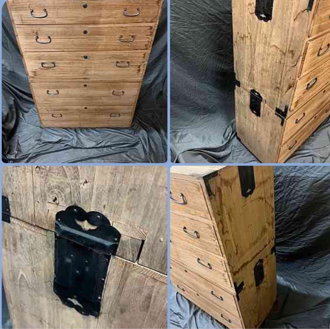 昭和レトロ 木製タンス 上下2セット ビンテージ 古物 骨董品 大正 明治