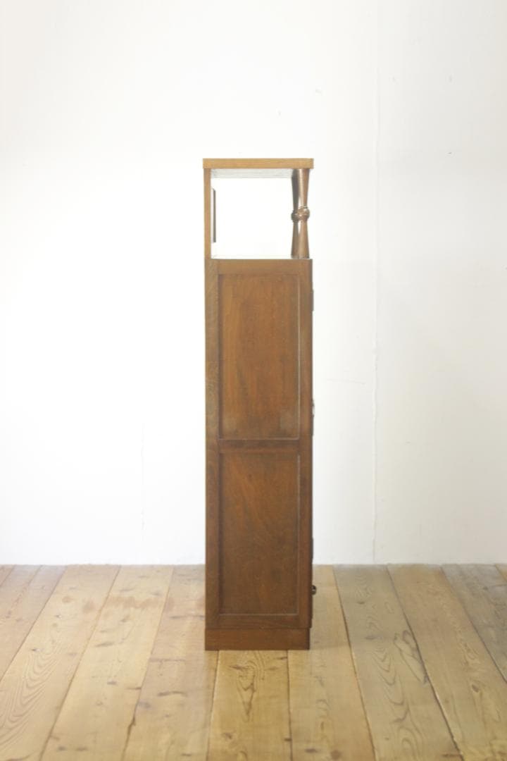 レトロ ガラスキャビネット 本箱 収納 食器棚 ダイヤガラス 引き出し 2杯