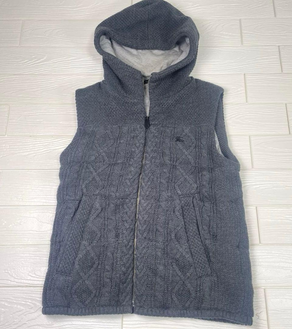 Burberry ブラックレーベル　中綿フーデッドニットベスト　パーカーベスト