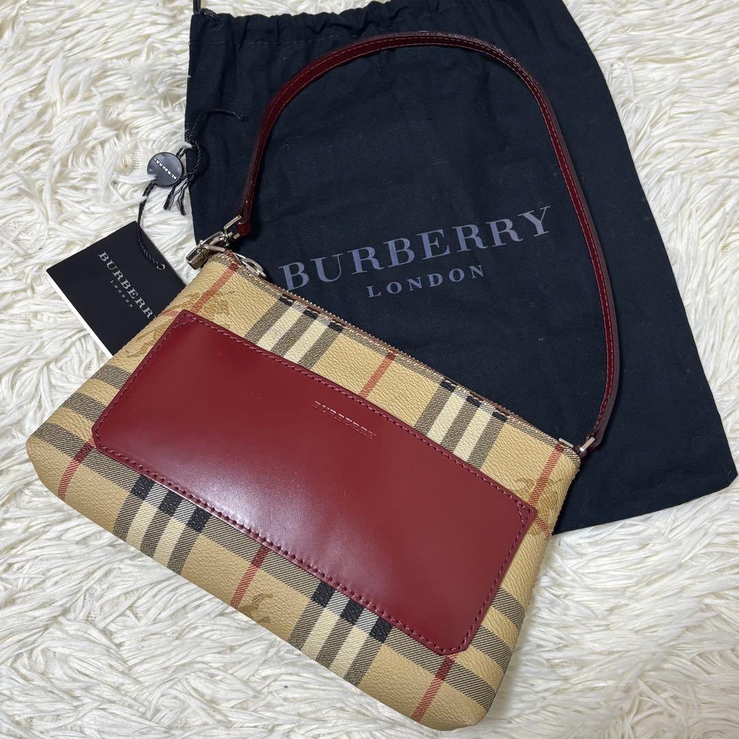 ✨️極美品 バーバリー ノバチェック シャドーホース PVC アクセサリーポーチ
