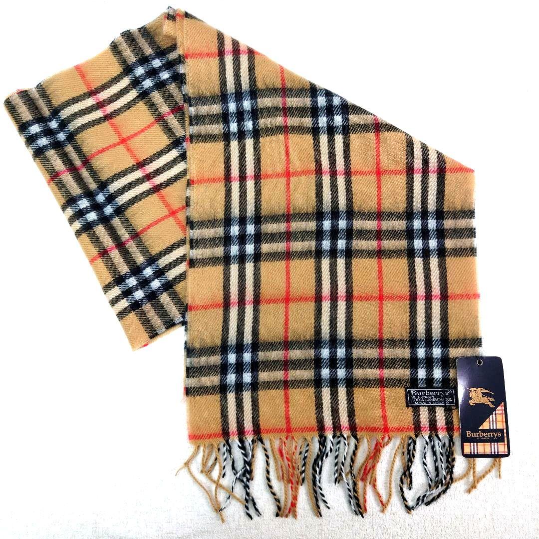 M0107B1 未使用★バーバリーズ ラムウール製 ノバチェックマフラー