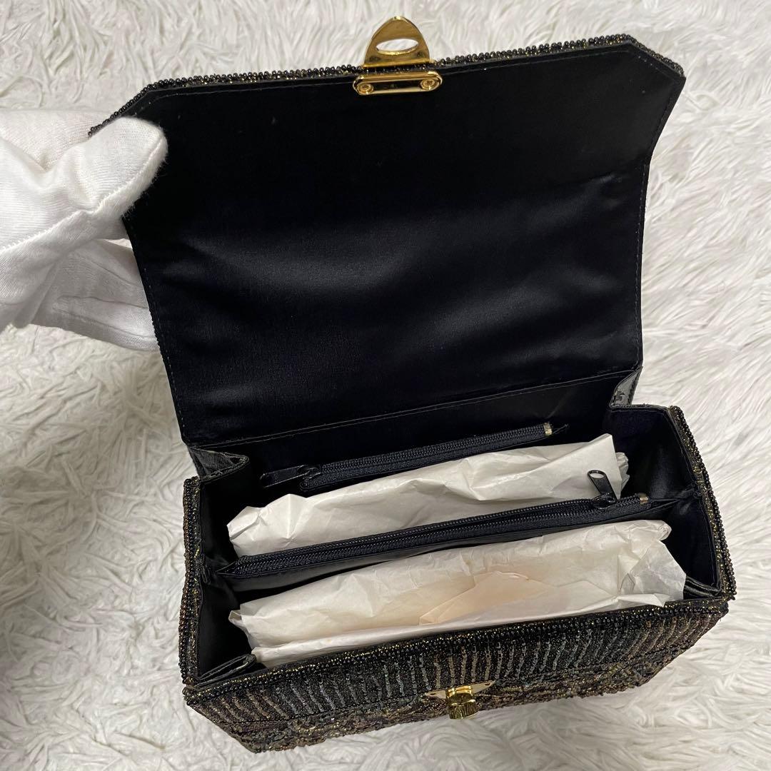 L'oro ロロ ビーズバッグ ターンロック金具 ハンドバッグ アンティーク