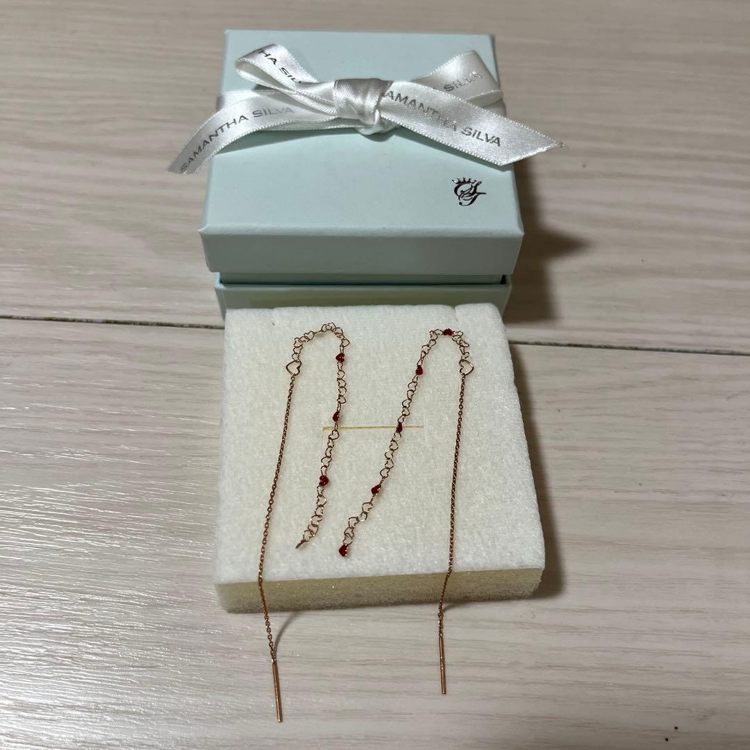 新品　K10 サマンサシルヴァ ゴールド アメリカンピアス ハート　ラブチェーン