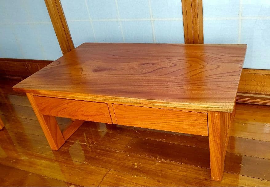 値下げ！昭和レトロ 古家具 木製　引き出し付　けやき　欅　座机　アンティーク