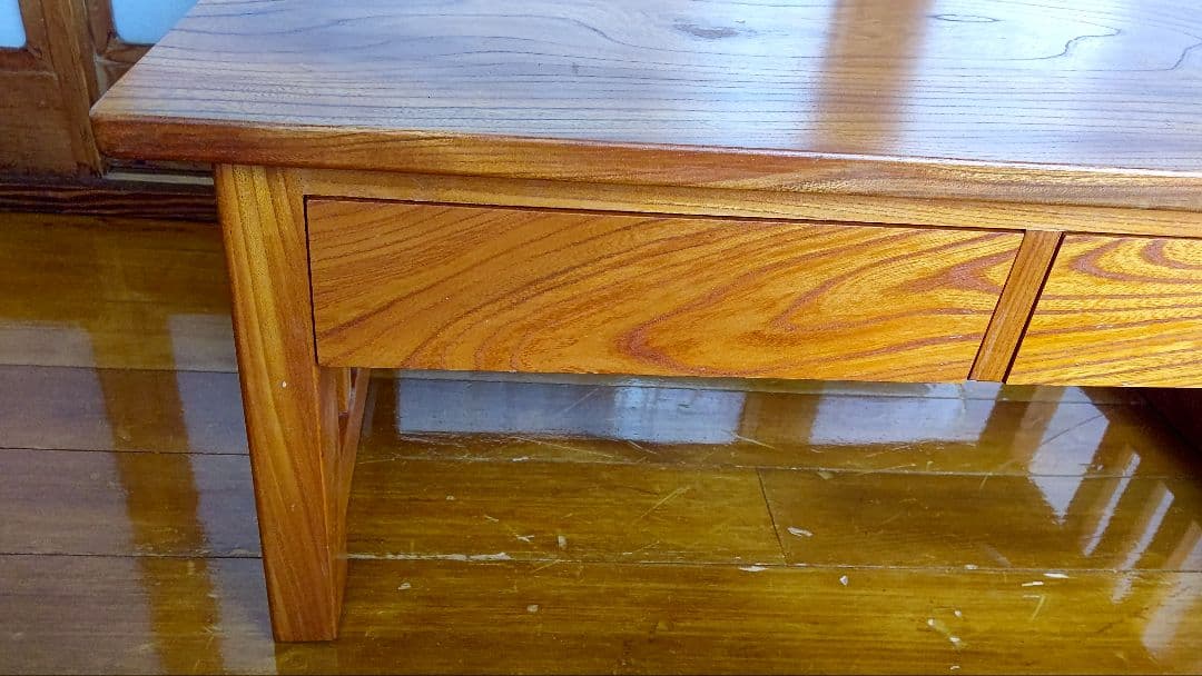 値下げ！昭和レトロ 古家具 木製　引き出し付　けやき　欅　座机　アンティーク