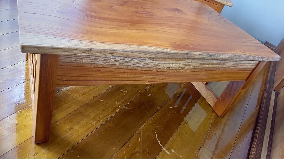 値下げ！昭和レトロ 古家具 木製　引き出し付　けやき　欅　座机　アンティーク