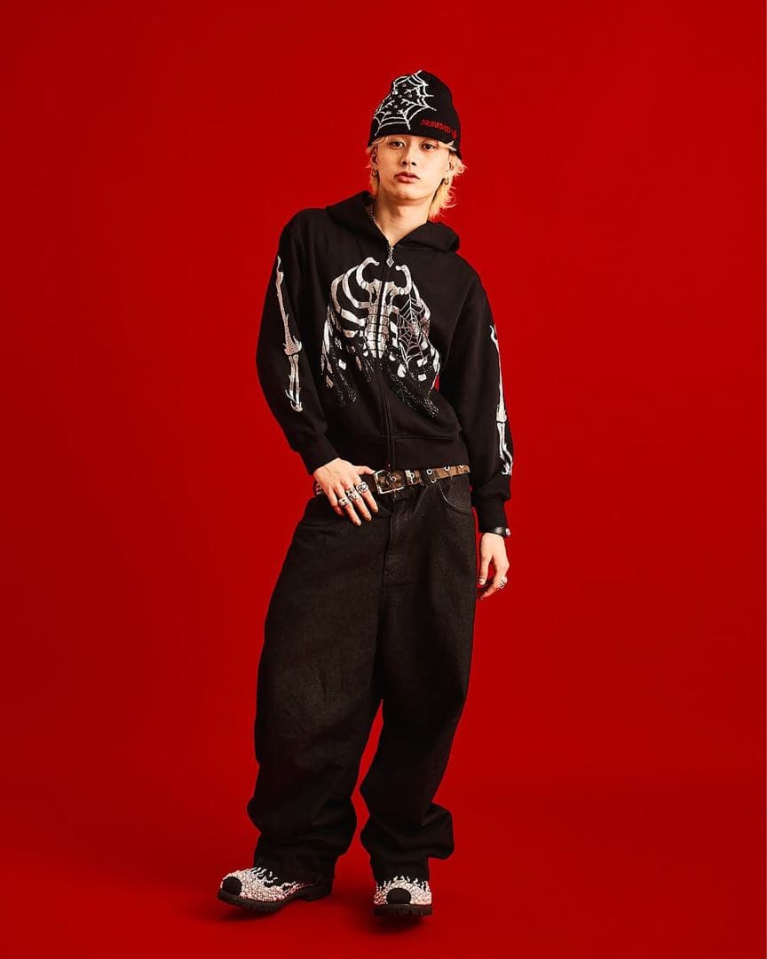 【supplier×NOREMID】 Fire Bones Zip Hoodie