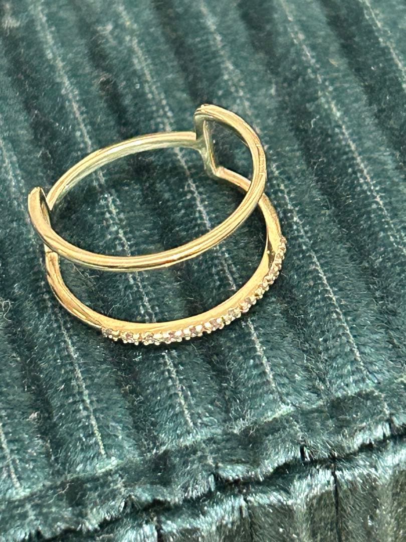 SIENA ROSE k10 YG LINE平行2連 ダイヤモンド リング11号