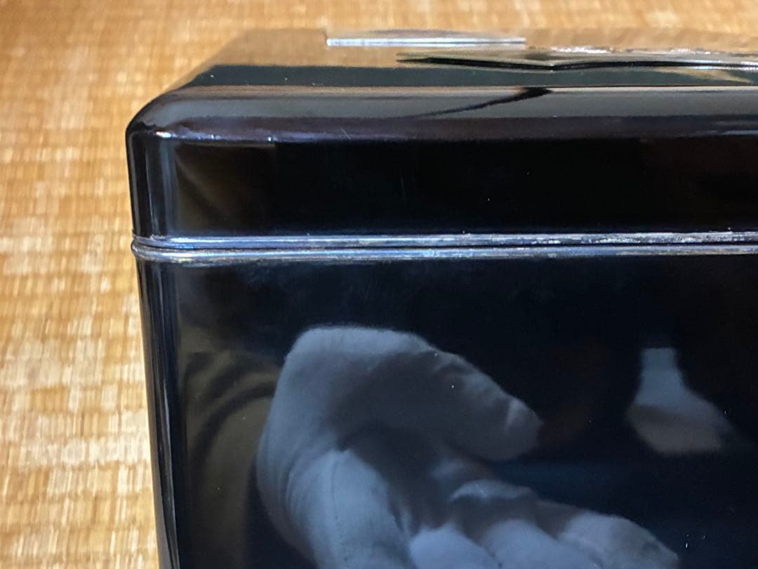 漆器 重箱 銀細工 富士山と鶴の絵柄 文箱 三越謹製 作家物 共箱