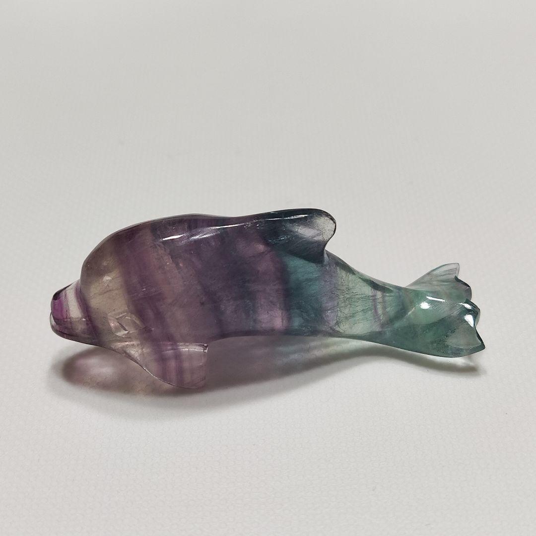 パワーストーン　天然石　レインボーフローライト　イルカ　19g　No.427