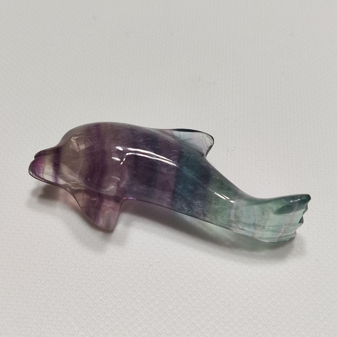 パワーストーン　天然石　レインボーフローライト　イルカ　19g　No.427