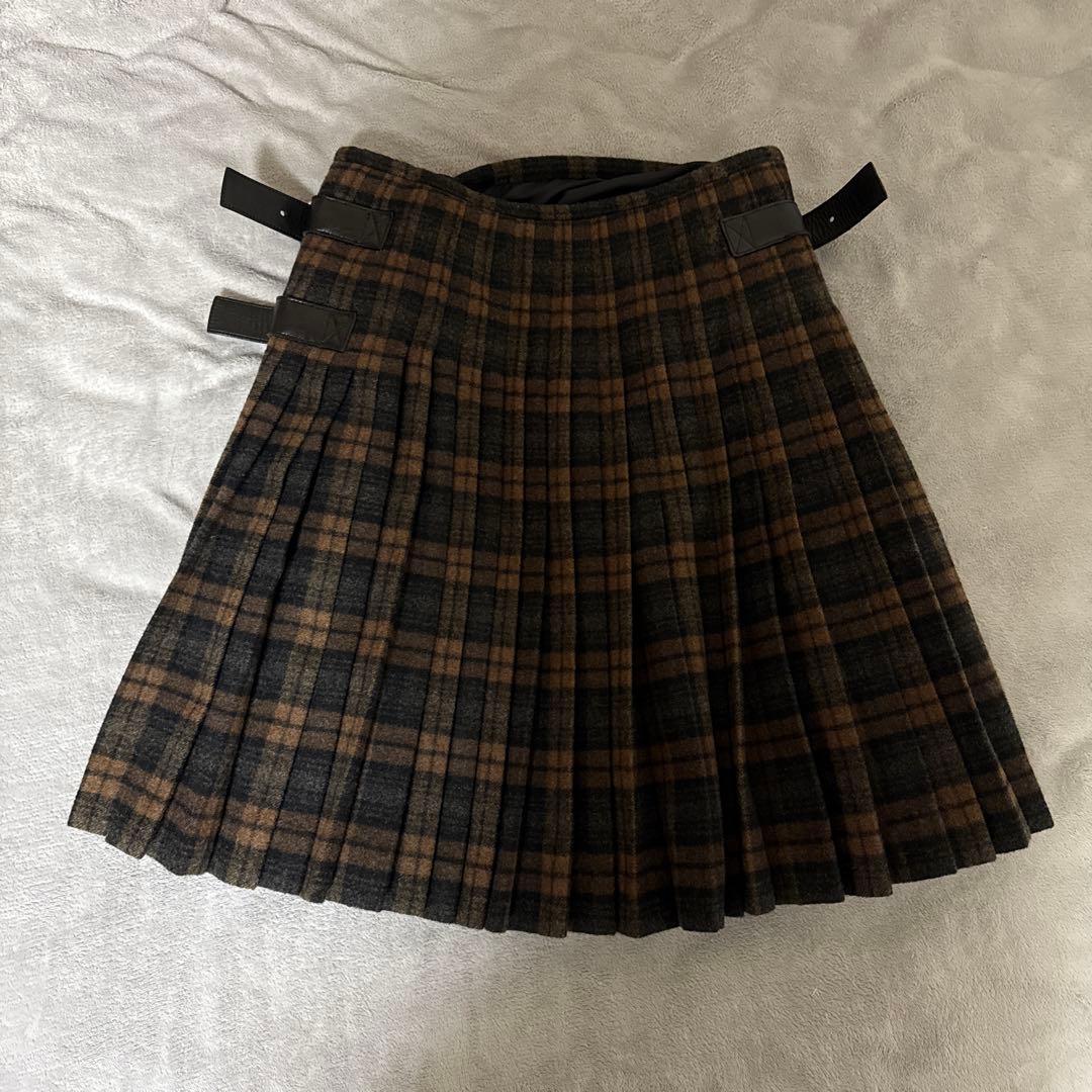 PRADA ウールチェックスカート プリーツスカート MOOD プラダ