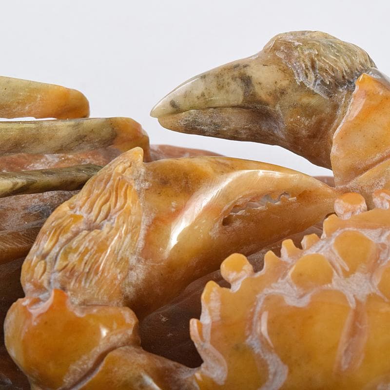 中国　玉石寿山石彫刻　蟹　置物　V　R7799B