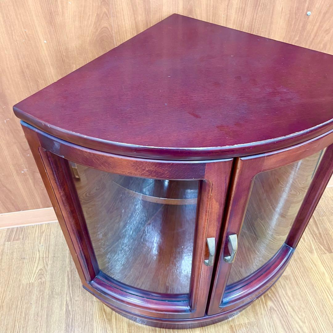 カリモク KARIMOKU コーナーキャビネット ガラス扉 木製 赤茶 オールド