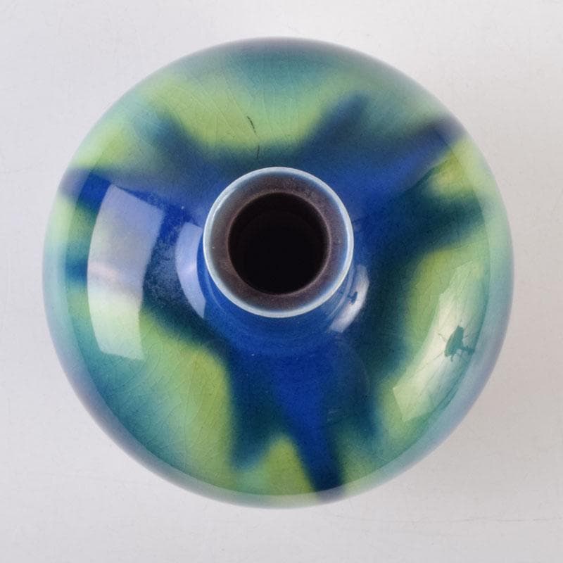 九谷焼　柳雨軒　三代八十吉　徳田正彦作　彩釉　花入　V　9198