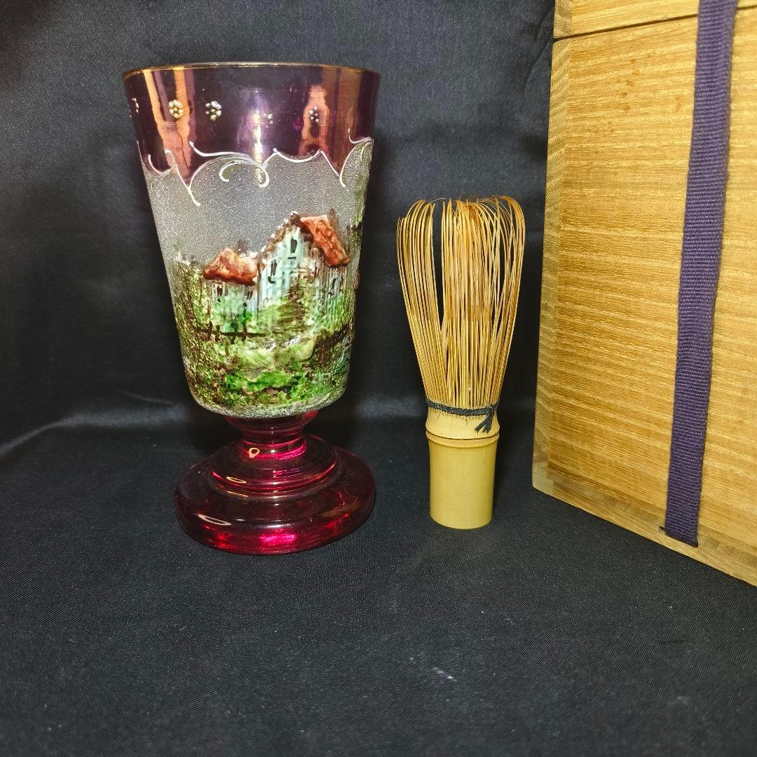 フランスガラス工芸品 手作り金赤グラス 西洋アンティーク 蒐集家放出美品 骨董