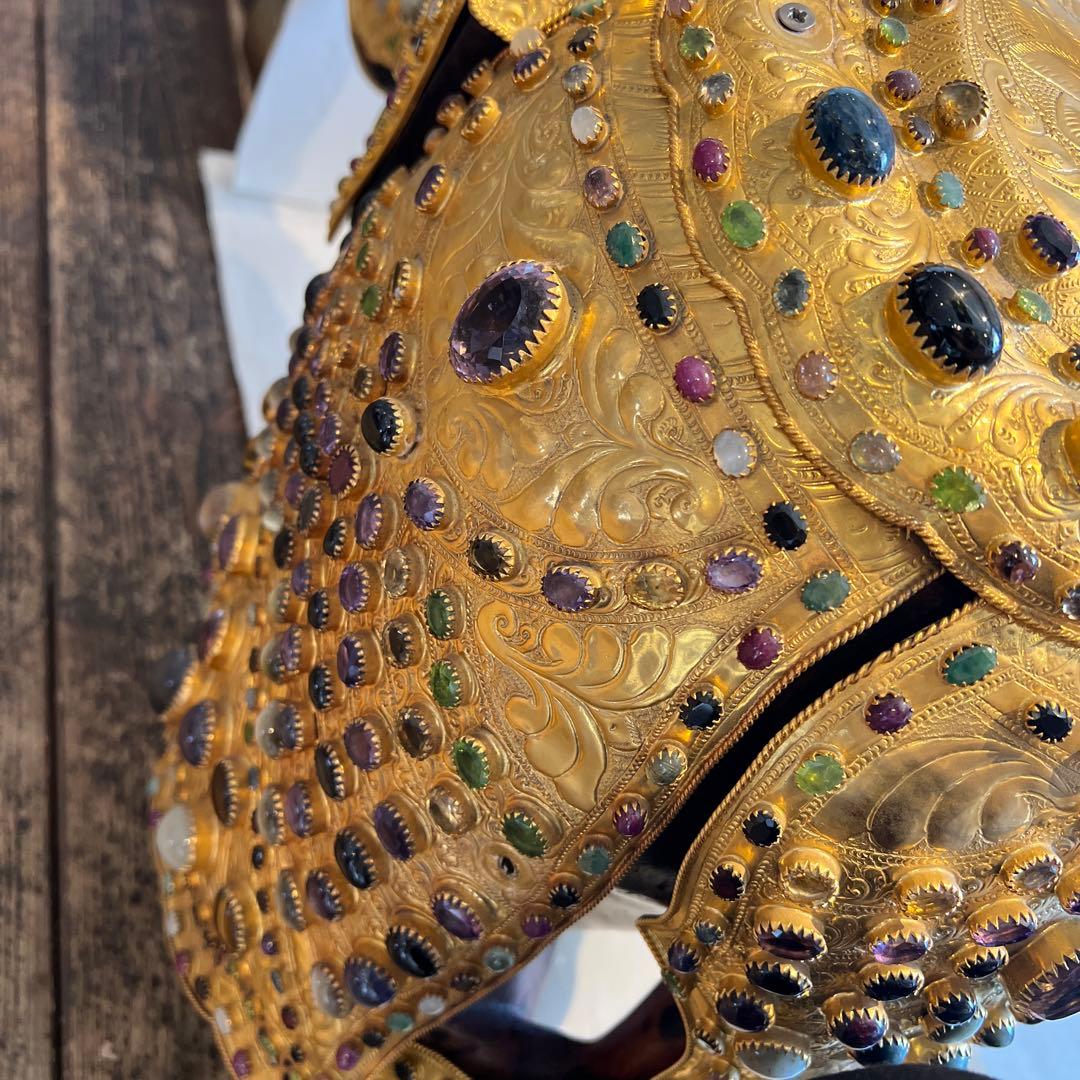 鑑定書あり　希少　中国美術 木彫 宝石飾 特大 象 置物 飾り物 インテリア