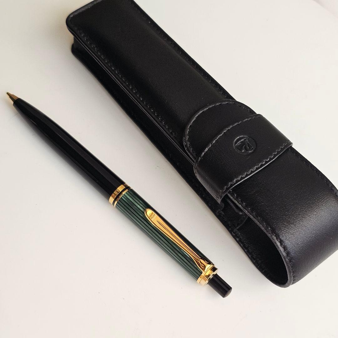 ペリカン D400 スーベレーン 緑縞 シャーペン レザーケース付き