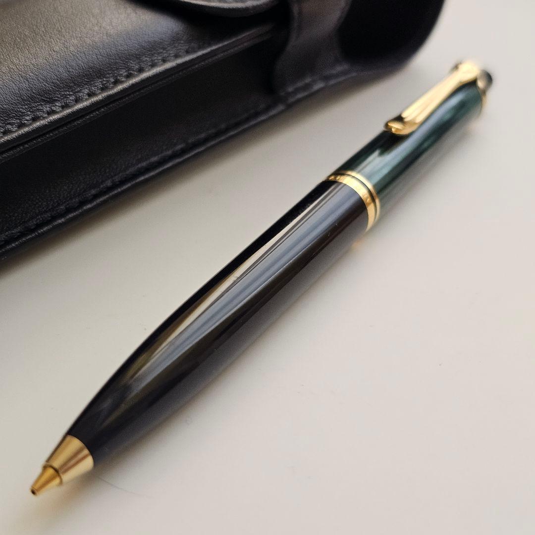 ペリカン D400 スーベレーン 緑縞 シャーペン レザーケース付き