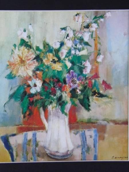 マルセル・クラモアザン、花、高級希少画集画、版上サイン入 新品額付