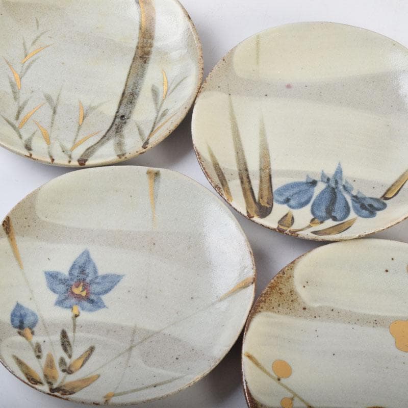 和食器　茶懐石　幸兵衛窯　加藤幸兵衛作　絵変　銘々皿　五客　共箱　V　9036