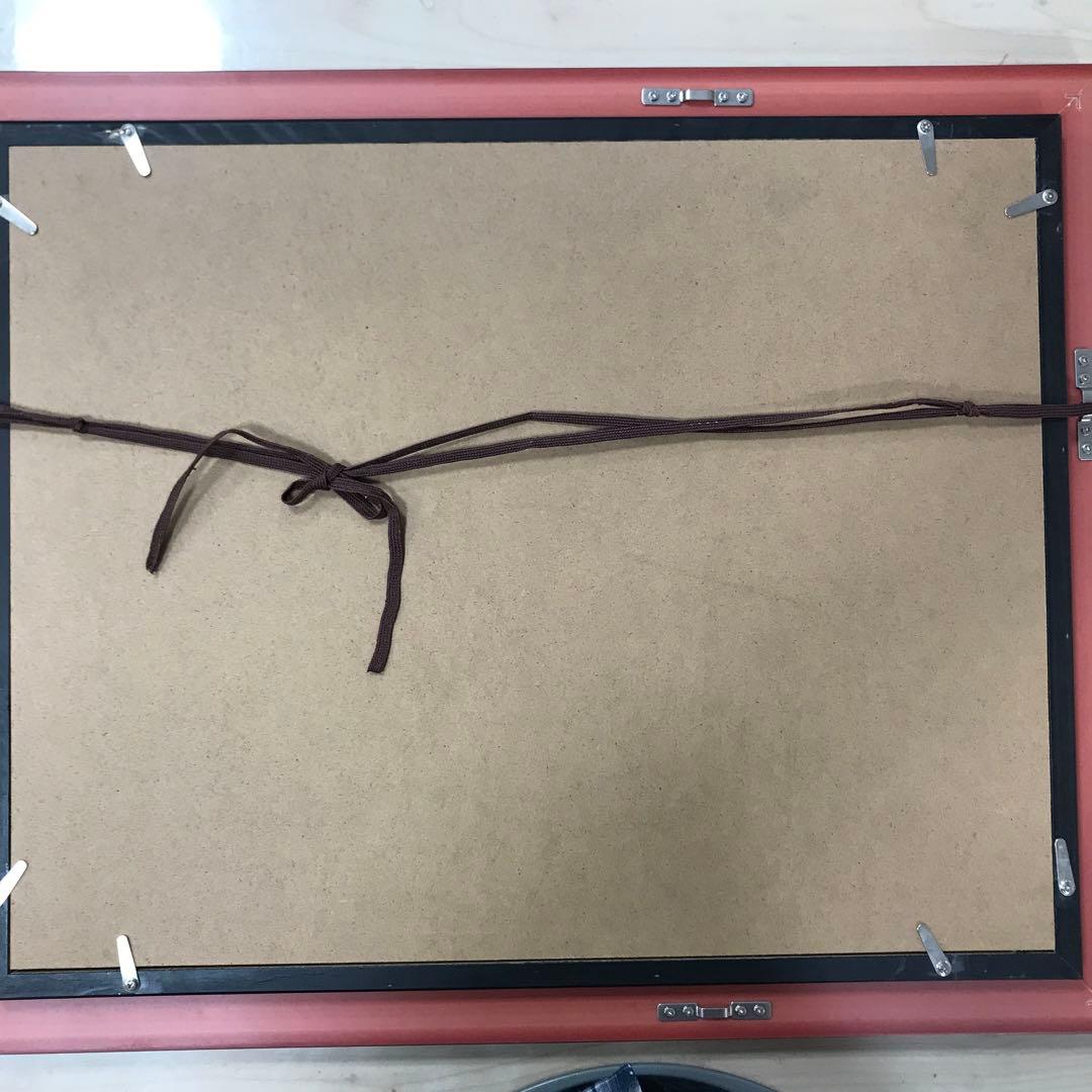 油彩画　真筆保証　富士山と滝と紅葉　自作絵画　堀口　守