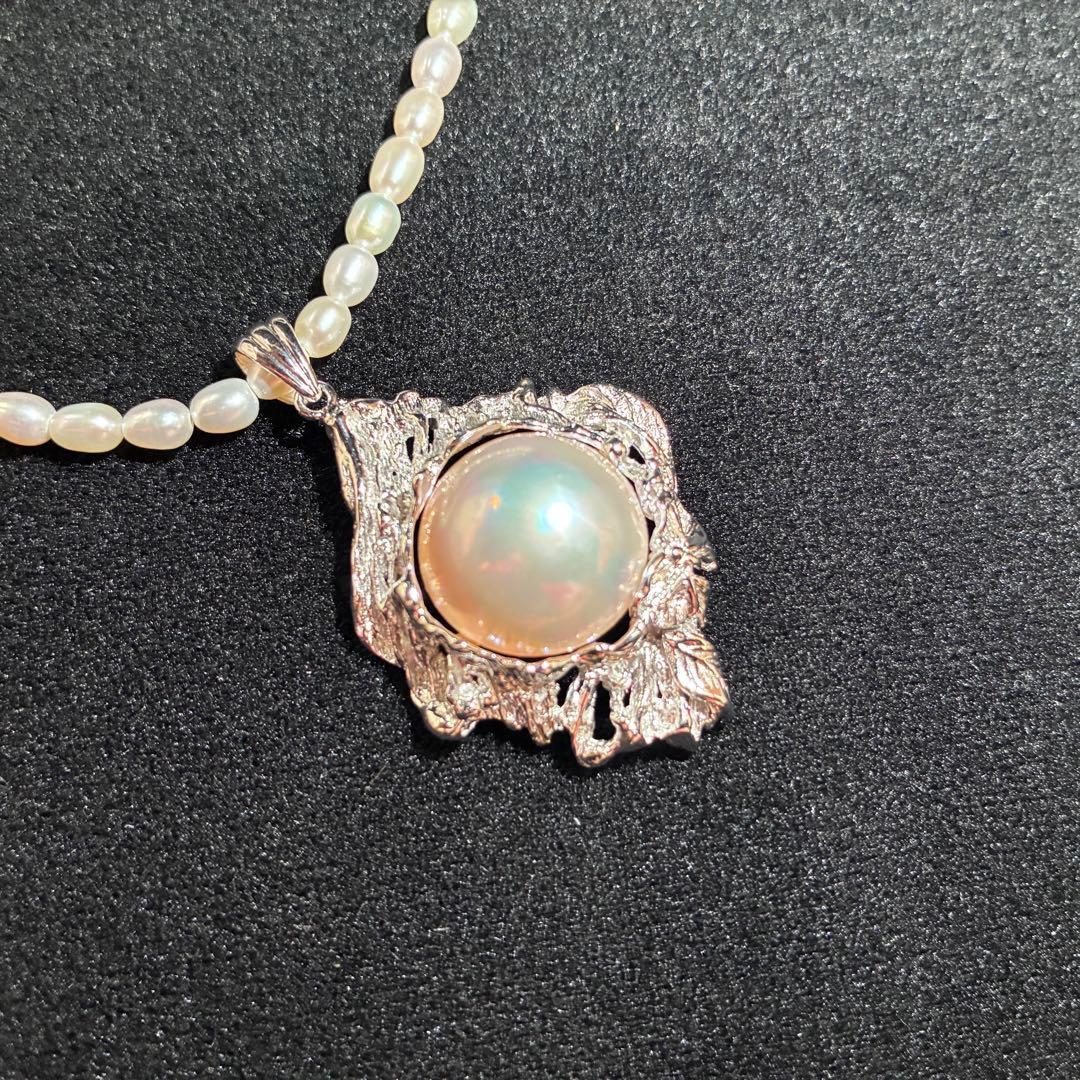 ▲FELLINI　パールネックレス　パールピアス(K18WG)　セット売り