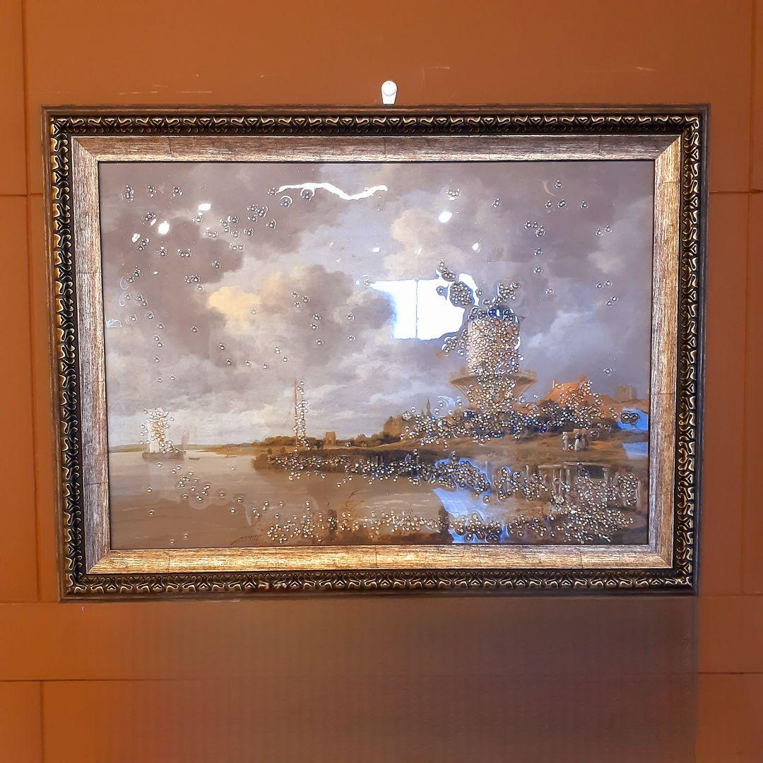 輸入雑貨　天然水晶石　フィリッポ・リッピ作『聖母子と二天使』　クリスタルアート