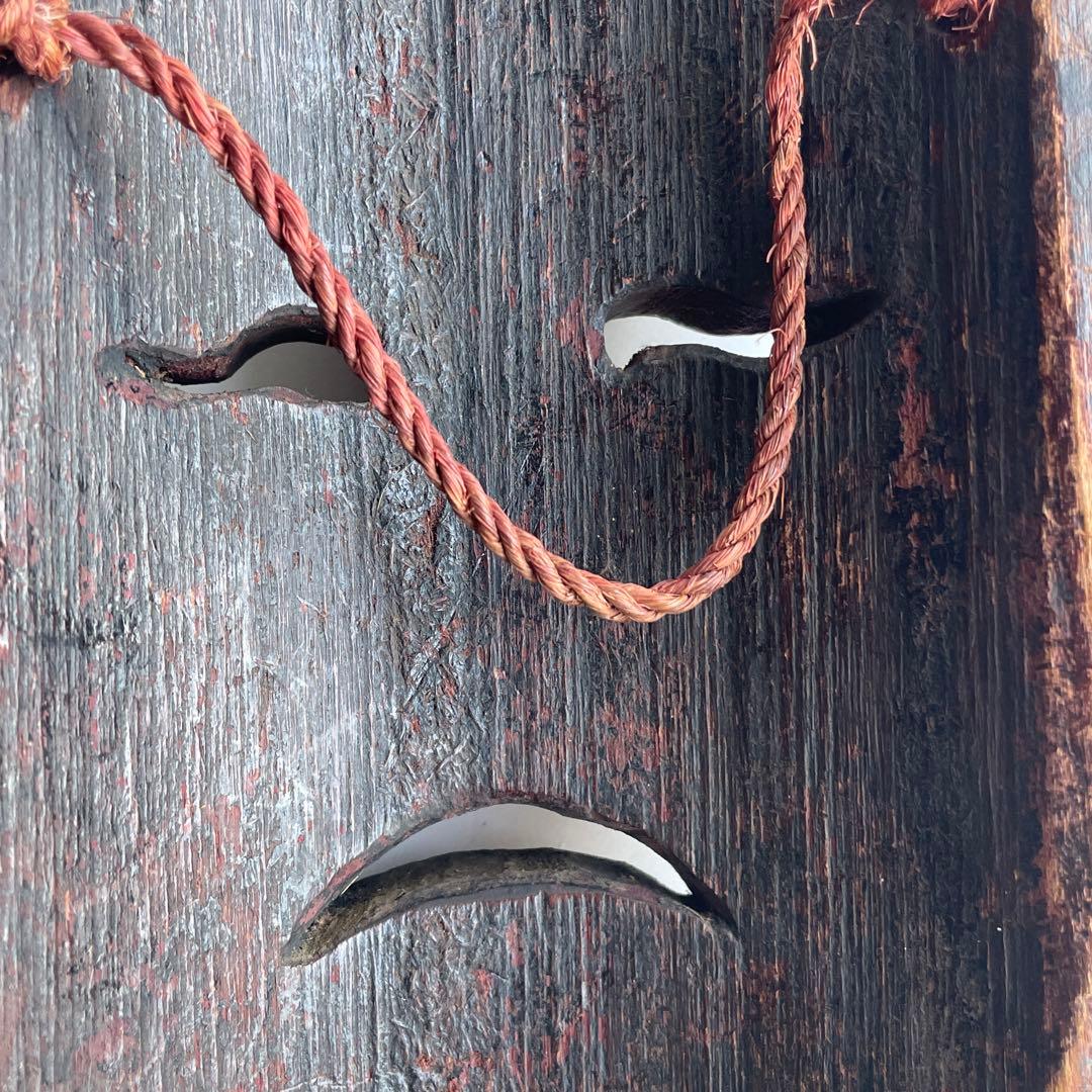 【詳細不明だが古そう】能面 お面 マスク 木彫 彫刻 骨董 古美術